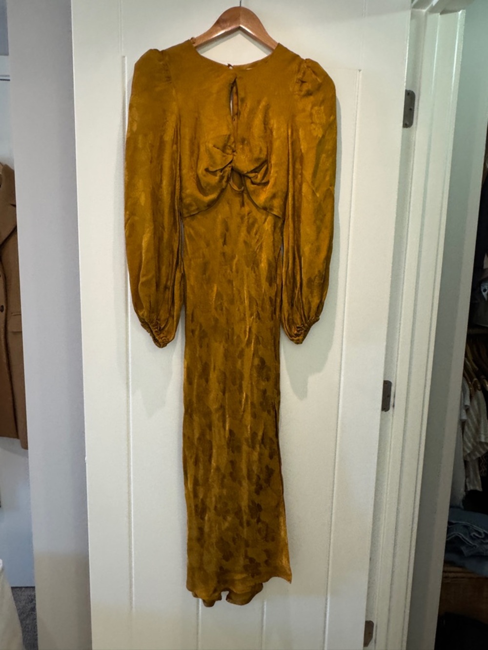ASTR Long-Sleeve Suzy Midi Dress in Mustard